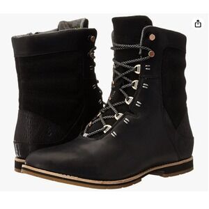 AHNU Chenery Waterproof Leather Lace Up Side Zip Outdoor Ankle Boots Black Sz 10